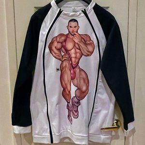 SlickItUp Medium Zip Jacket with Muscle Guy Illustration Medium Never Worn